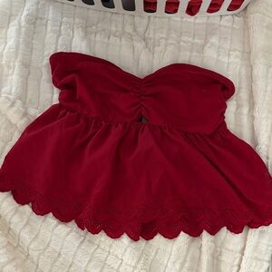Red Strapless Top